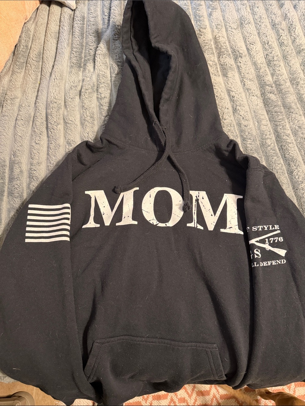 Grunt Style Black "MOM" Hoodie with Sleeve Graphics